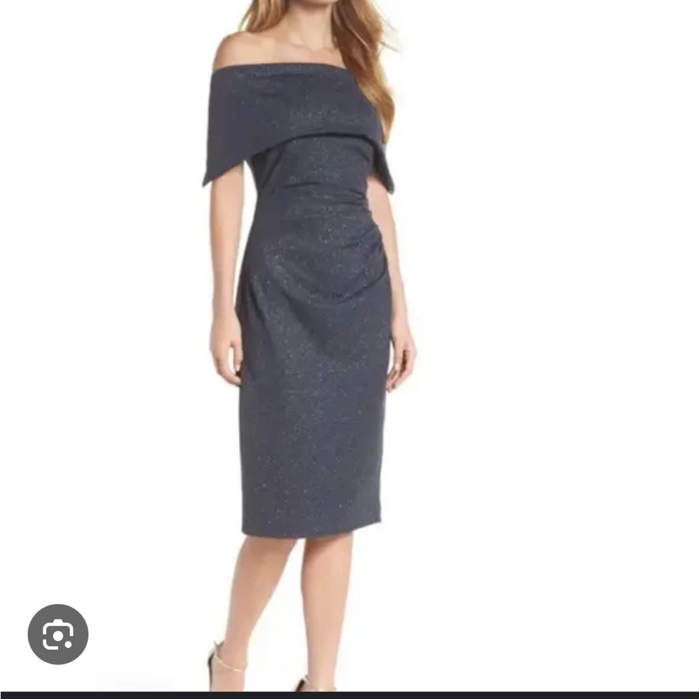 Vince Camuto cold shoulder sparkly dress